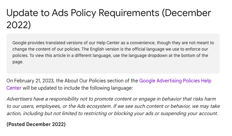 Google Ads Policy