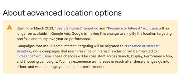 Search interest targeting and presence or interest exclusion