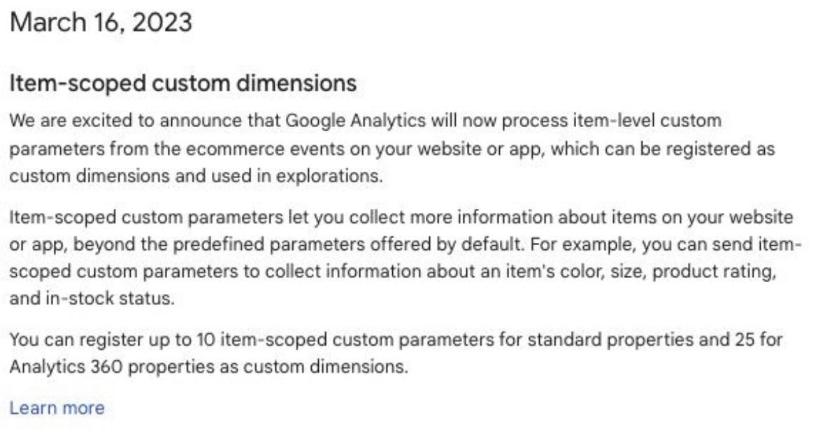 Item-level custom parameters