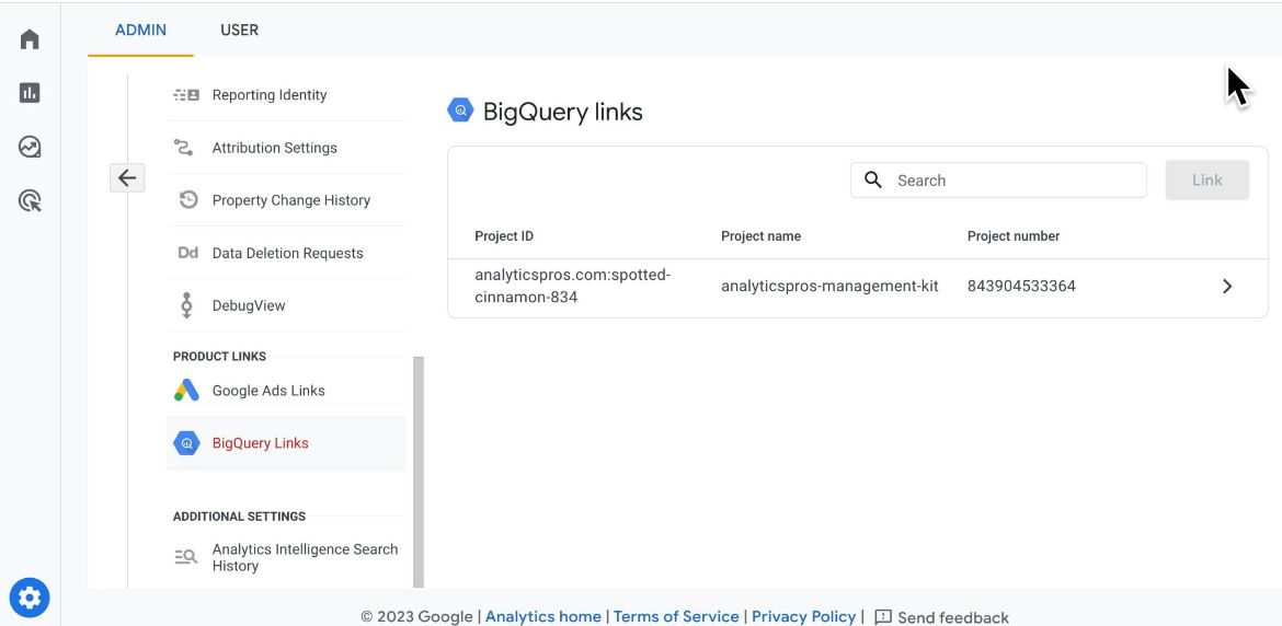 Linking GA4 360 with BigQuery