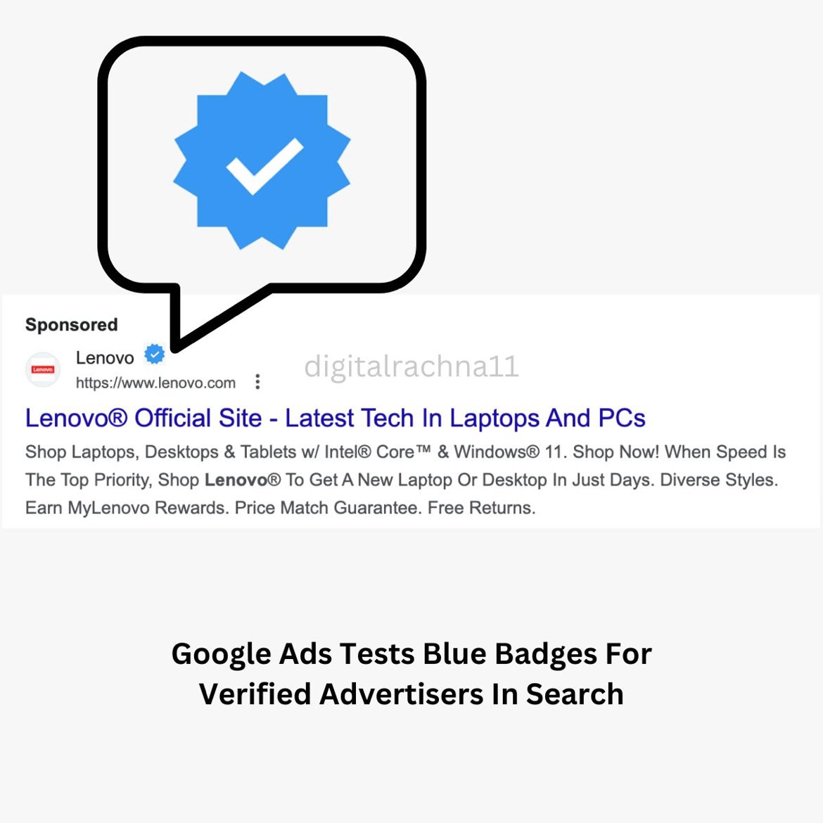 Blue check mark test Google Ads