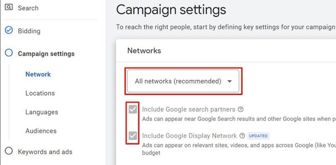 Google tests with network setting