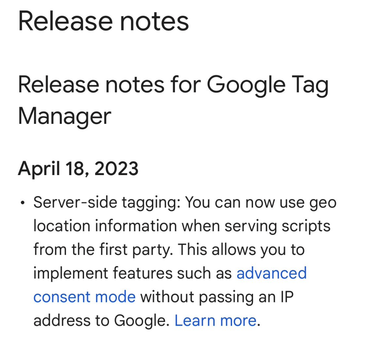 New GTM release