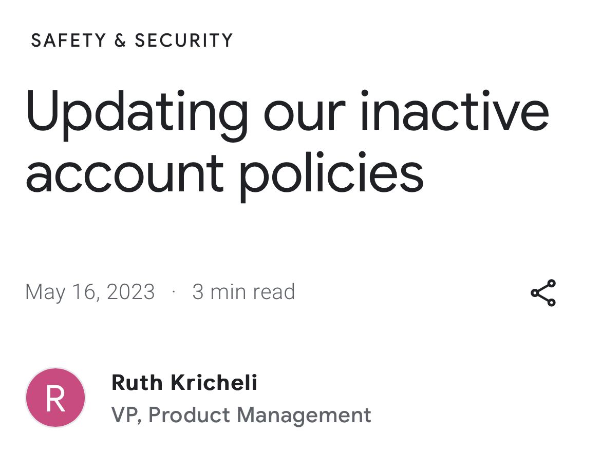 Policy update inactive Google accounts