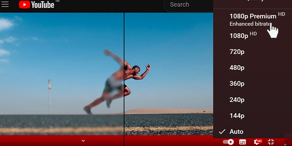 YouTube 1080p premium option