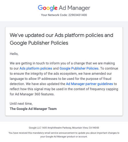 Ads policies update