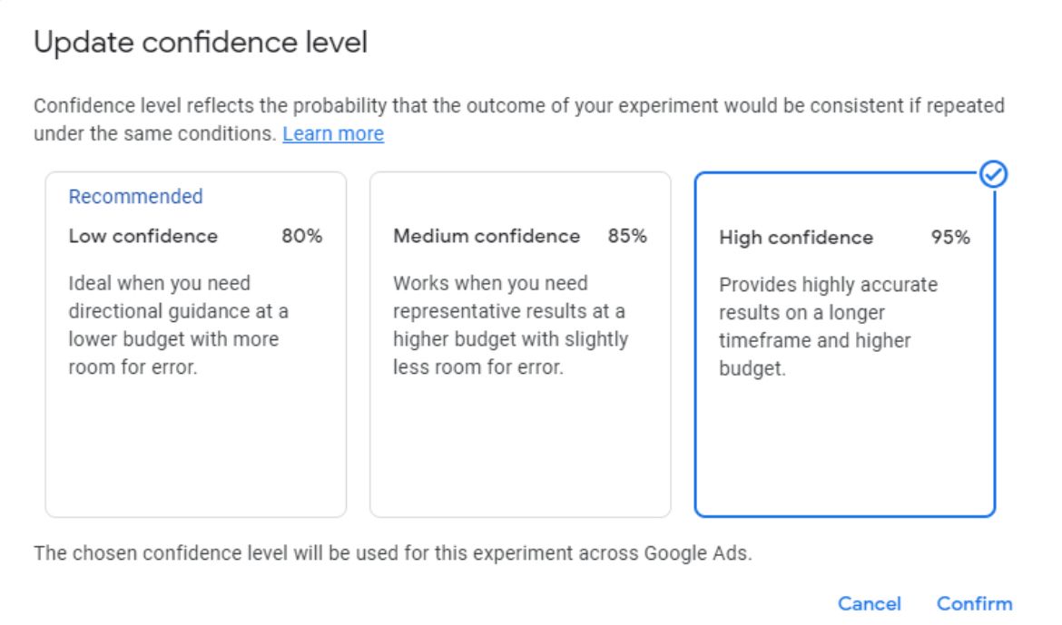 Update confidence level