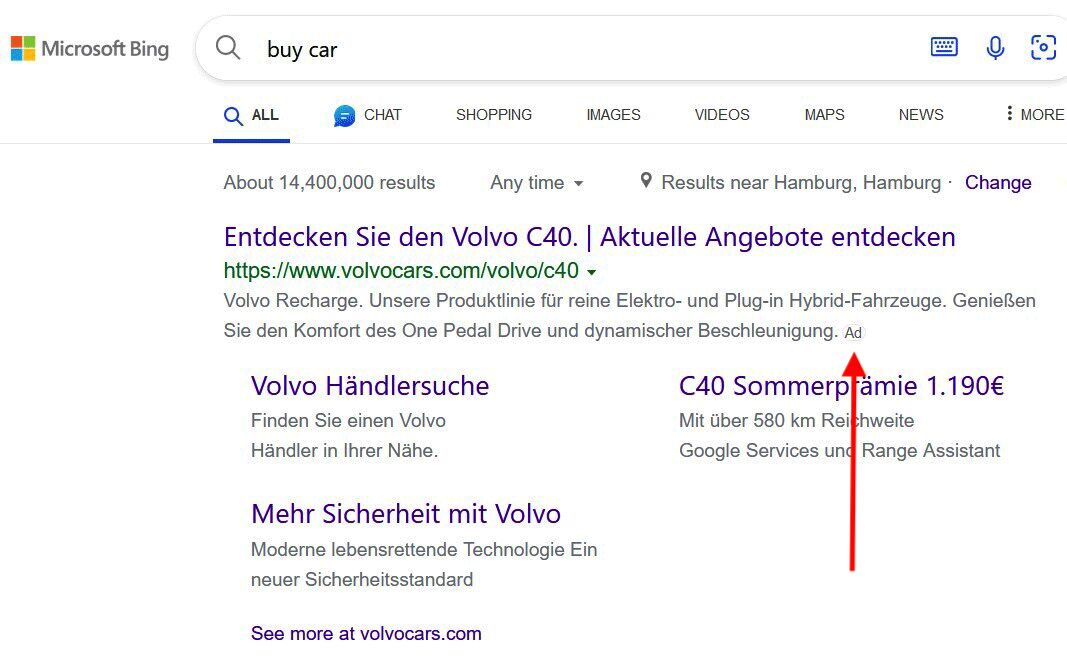 Bing Ads hide Ad label