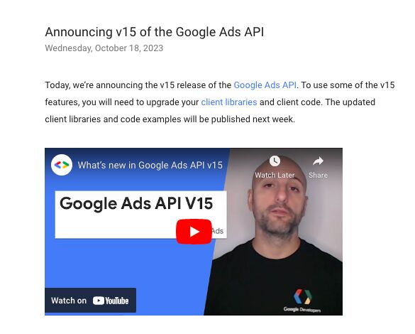 Announcing v15 of the Google Ads API