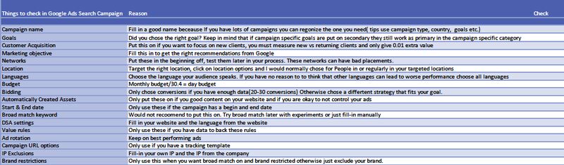 Things to check in your Google Ads Search Campaign settings