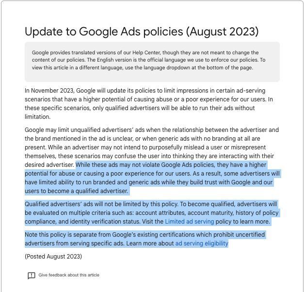 Upcoming Google Policy Changes for November