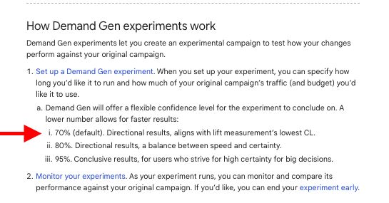 The Demand Gen experiments are by default 70%!