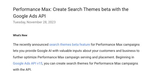 Create Search Themes in Google Ads API v15