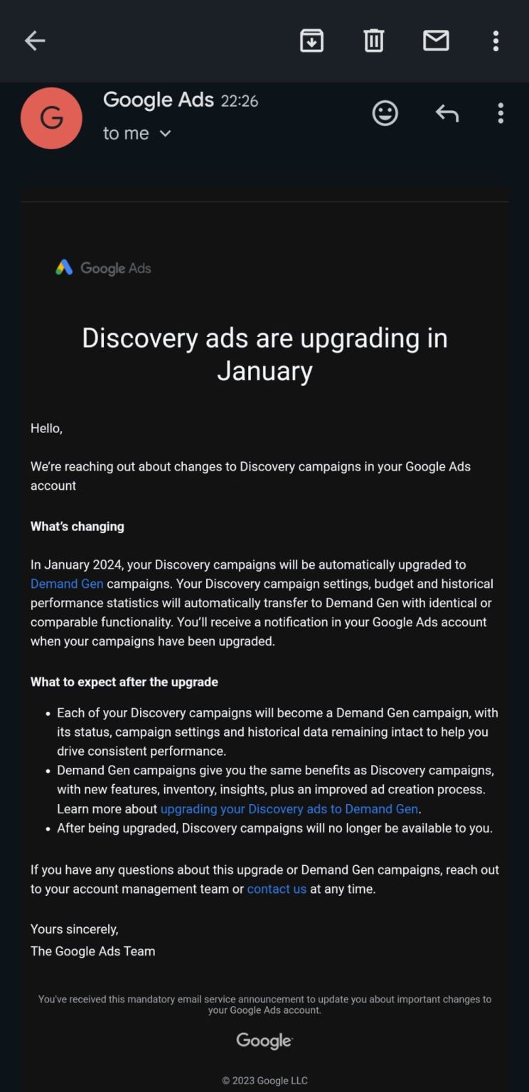 Discovery ads are upgrading in January