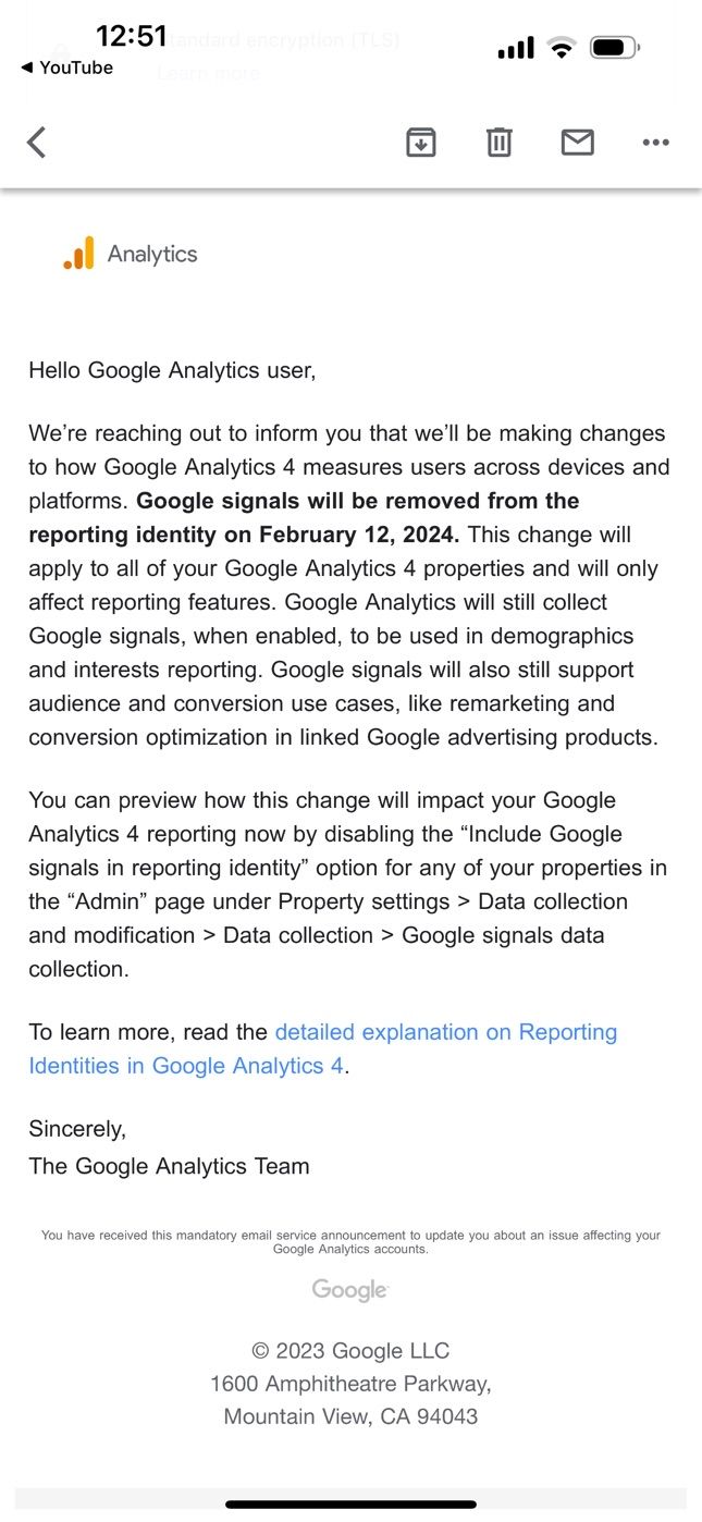 Google will remove Signals from the reporting identity