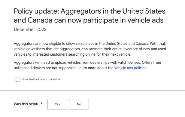 Aggregators Join Vehicle Ads in US and Canada!