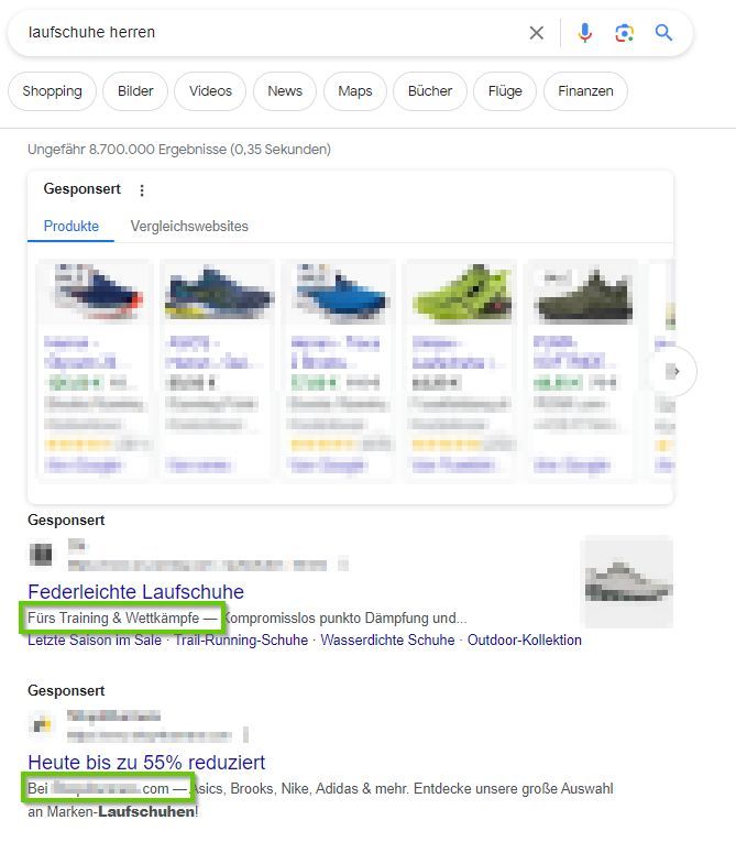 Google Ads is testing with headlines in front of the description!