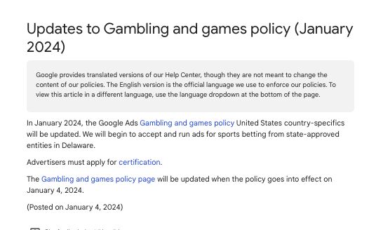 January’s Gambling and games policy update