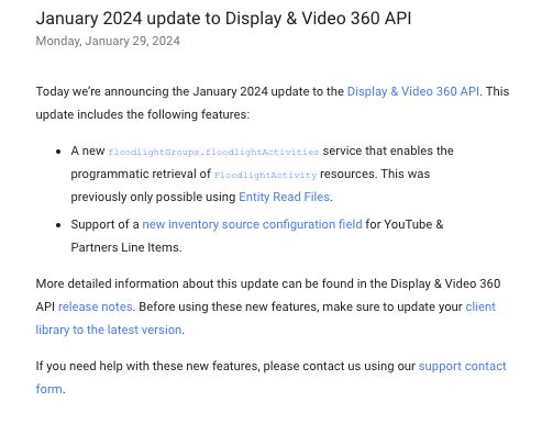 Google’s new Display & Video 360 API update