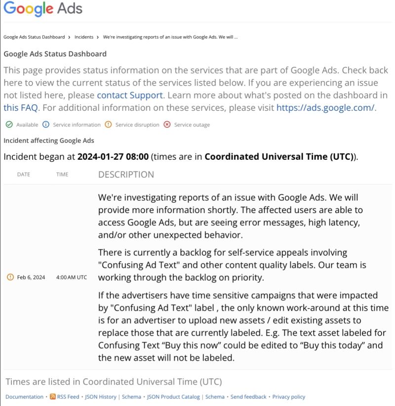 Google Ads disruption