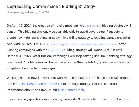 Deprecating Commissions Bidding Strategy