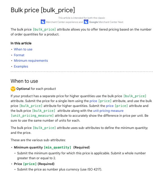 New Attribute Bulk_Price