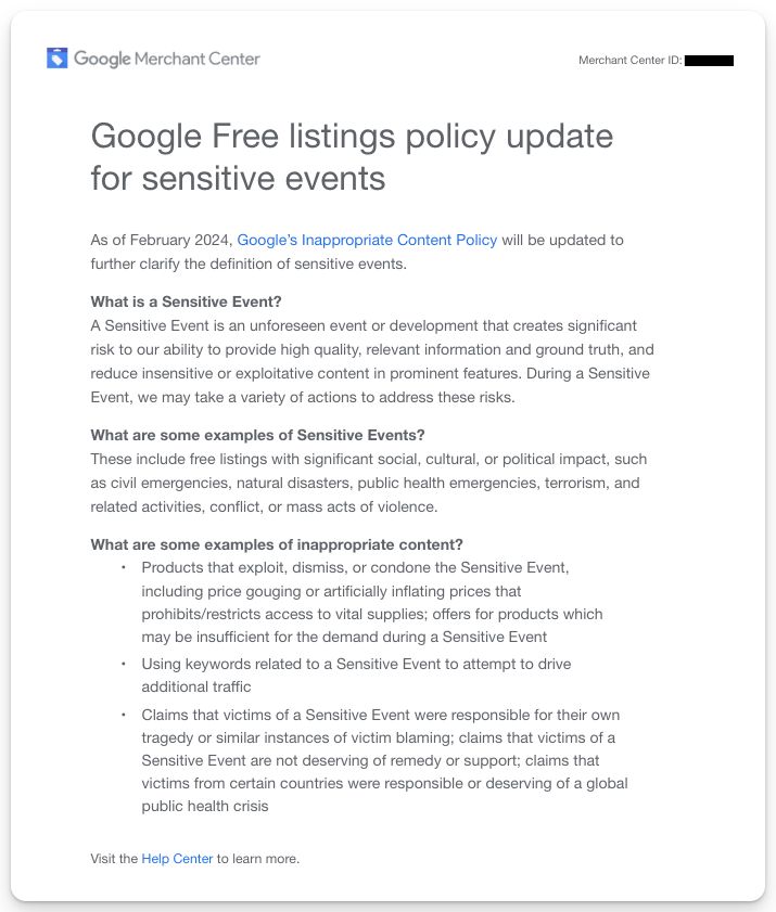 Policy Update Affects Google Free Listings