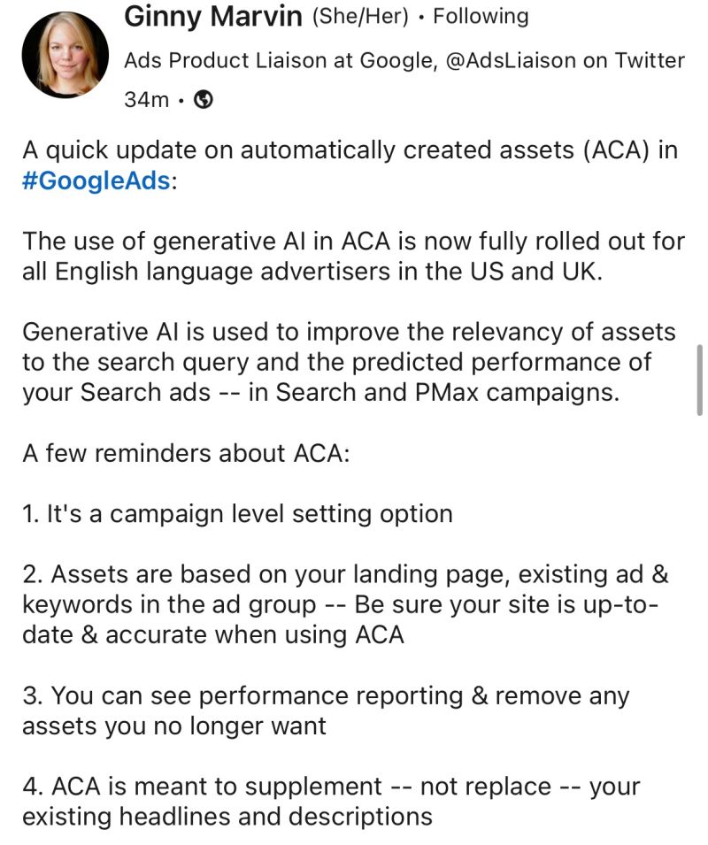 Generative Ai in ACA is fully rolled out!