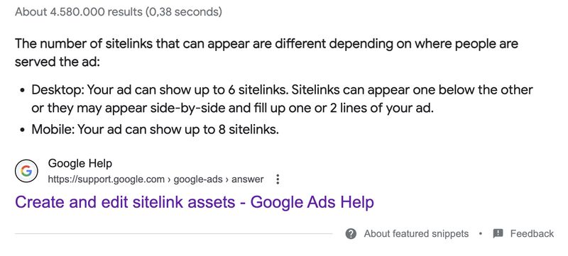 Have at least 8 sitelinks