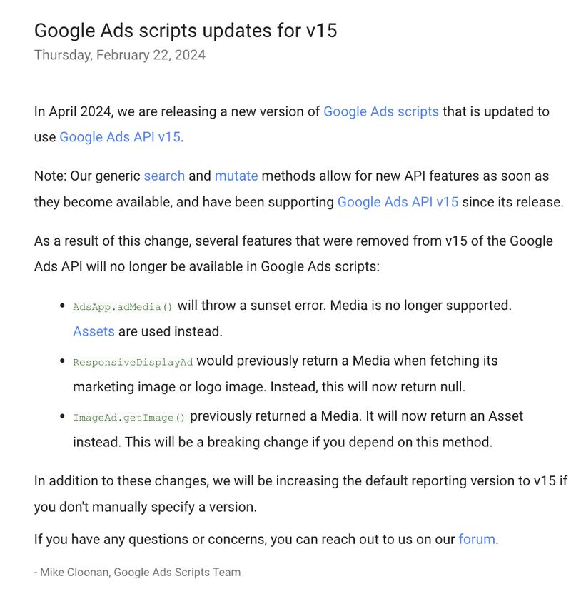 Google Ads Scripts Update