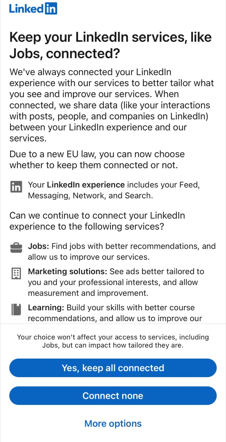 LinkedIn Adapts to new EU Law