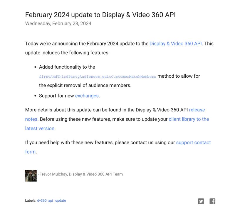 Google’s Display & Video 360 API Update