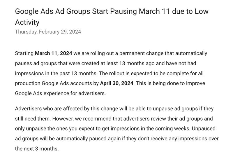 Google’s Auto-Pause for Ad Groups