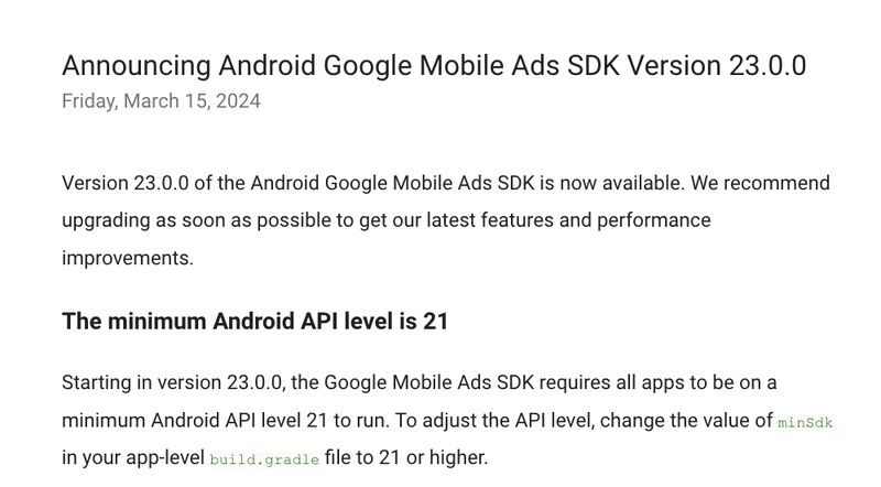 Android Ads SDK v23.0.0 Released