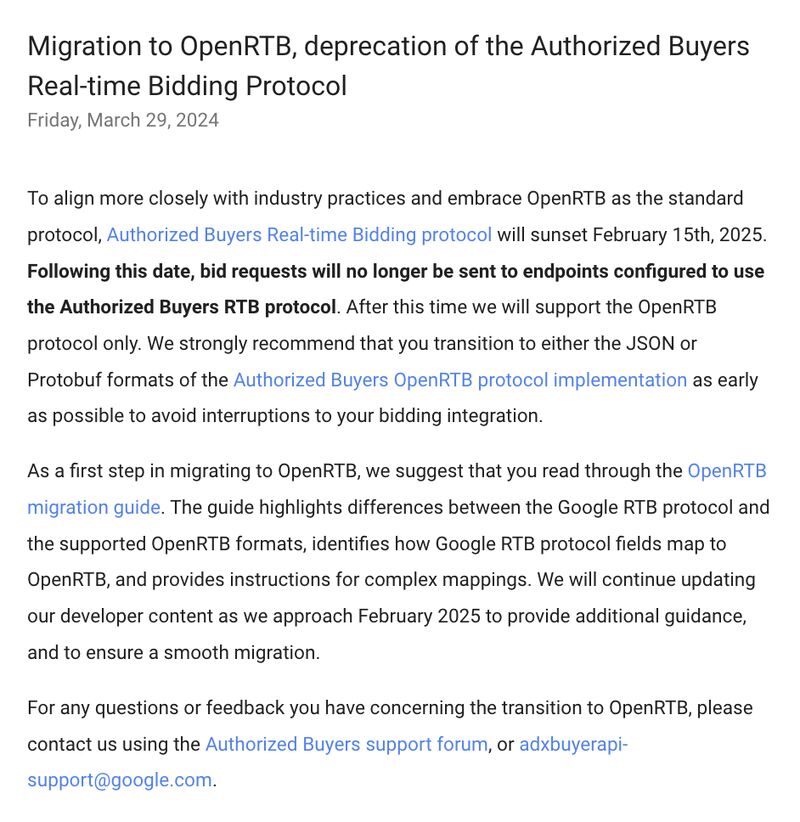 Migration to OpenRTB