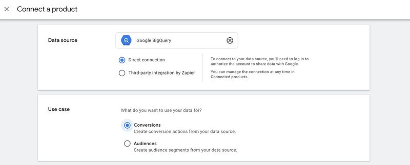 BigQuery connection Google Ads