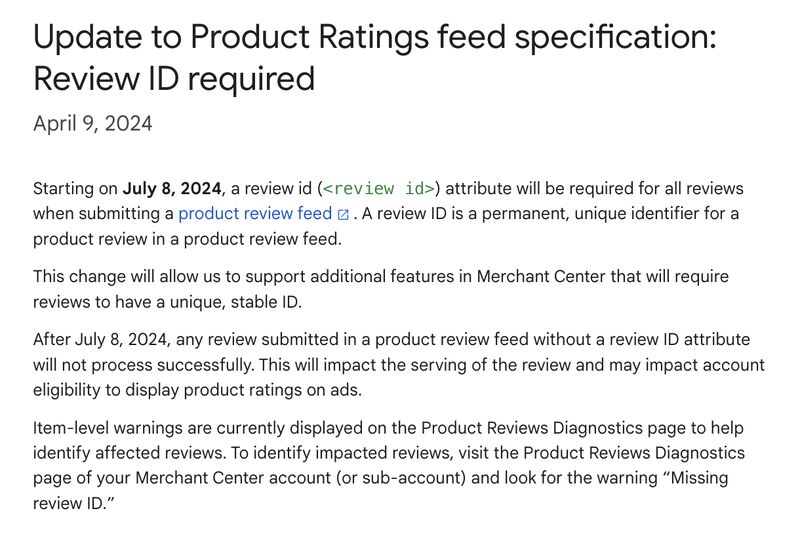 Review ID Now Mandatory for Product Reviews