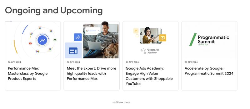 Upcoming Google Events