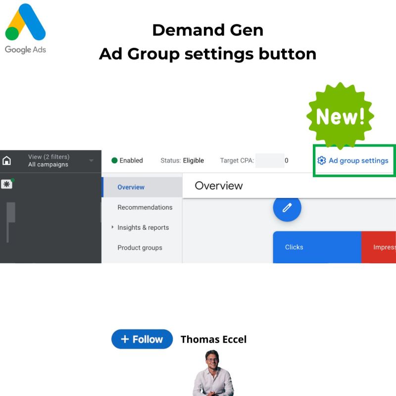 Ad group settings button