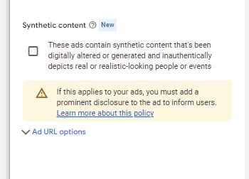 New Google Ads check box for AI