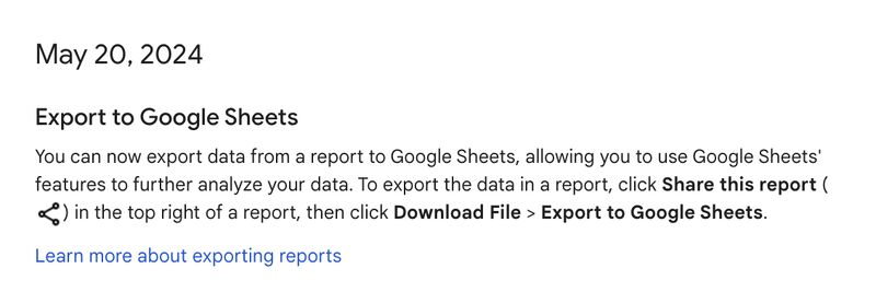 Export to Google Sheets