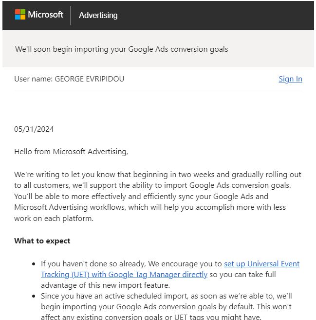 Microsoft  Starts Importing Data from Google Ads Conversions!