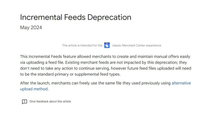 Incremental Feeds Deprecation