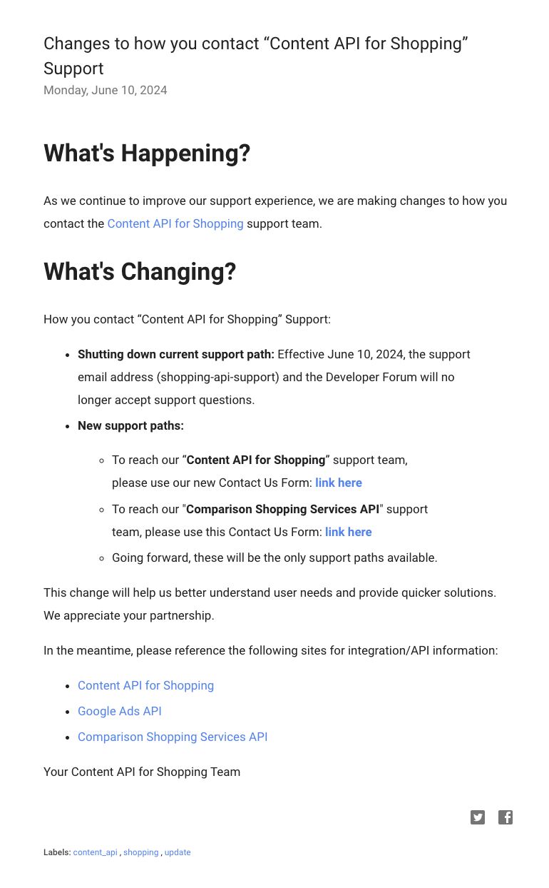 Google is shutting down the current support path