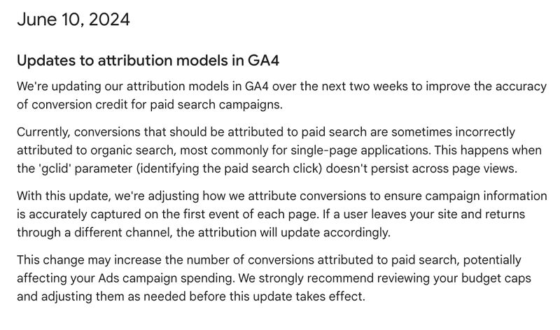 GA4 Attribution update