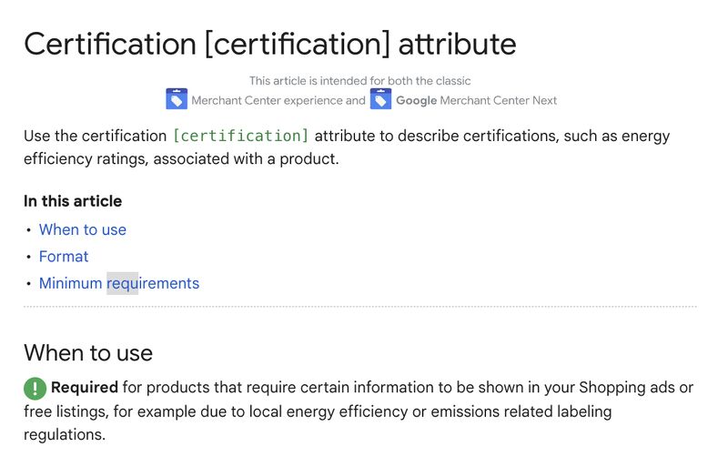 Emissions-related labeling requires certification details
