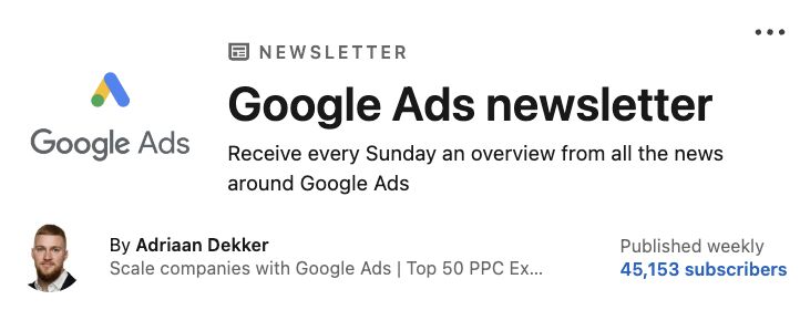 45K subscribers to the Google Ads newsletter!