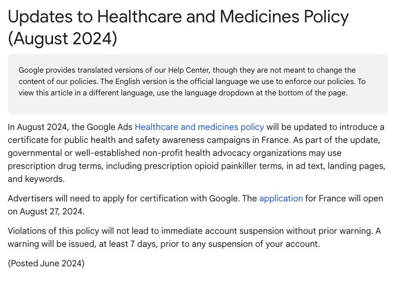 Updates to Healthcare and Medicines Policy