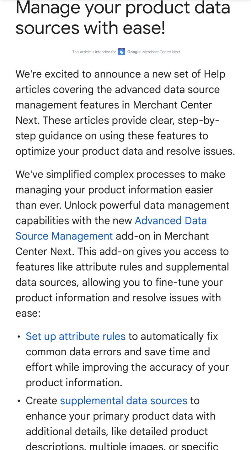 Help articles on advanced data source management