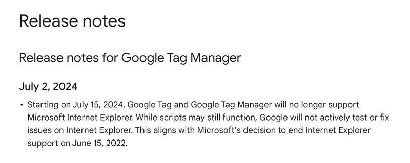 Release notes for Google Tag Manager